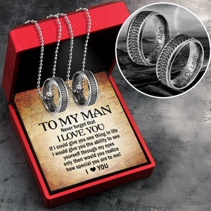 Couple Wheel Ring Necklaces - Biker - To My Man - I Love You - Ukgndx26016