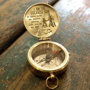 Engraved Compass - Biker - To My Dad - I Am The Luckiest Son - Ukgpb18013