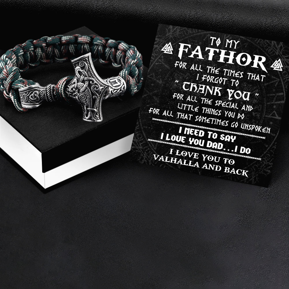 Viking Thor's Hammer Bracelet - Viking - To My Fathor - I Love You To Valhalla & Back - Ukgbo18002