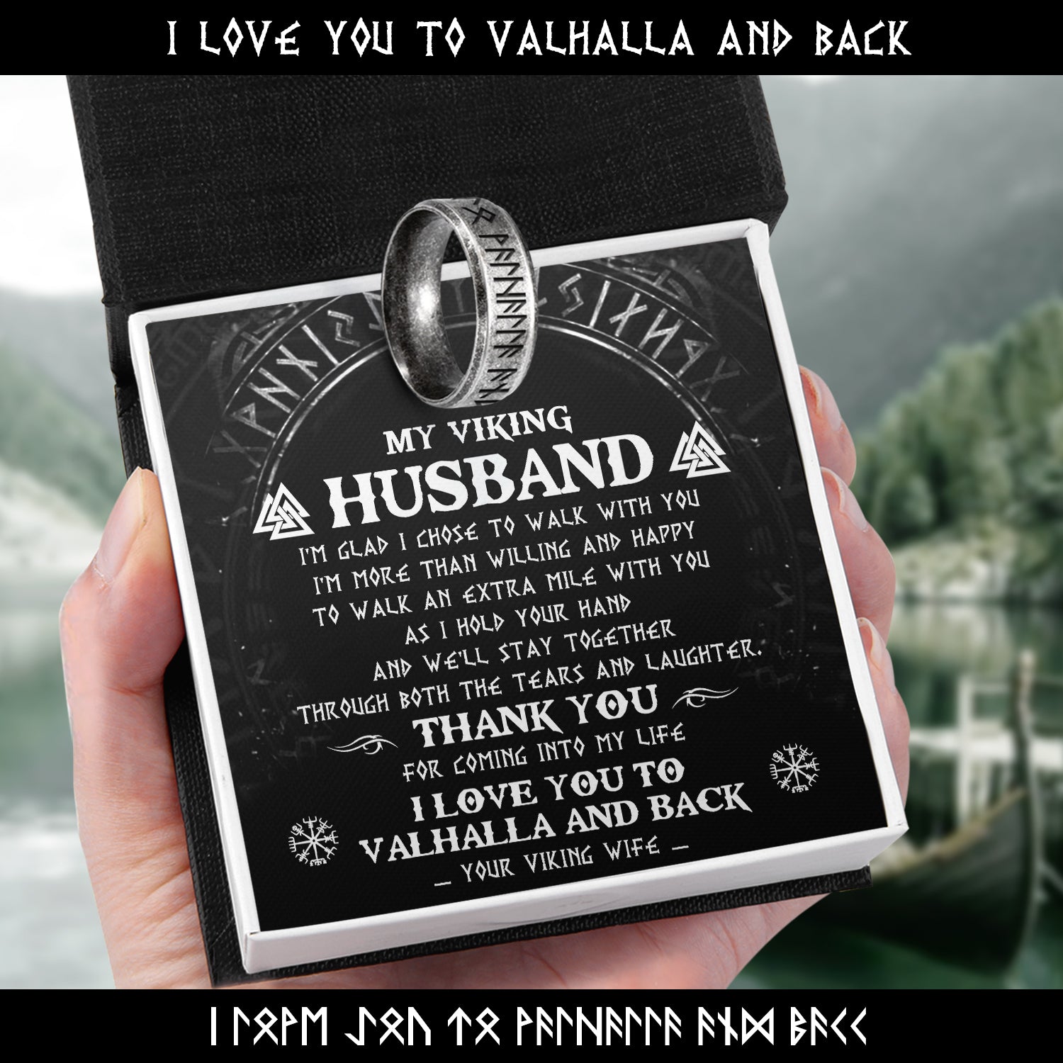 Rune Ring - Viking - My Viking Husband - I Love You To Valhalla And Back - Ukgri14001
