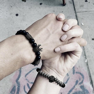 Couple Crown and Skull Bracelets - Skull & Tattoo - To My Wife - Never Give Up On Us - Ukgbu15001