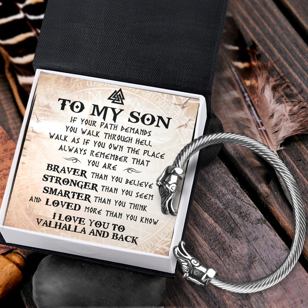 Personalised Norse Dragon Bracelet - Viking - To My Son - Braver Than You Believe - Ukgbzi16003