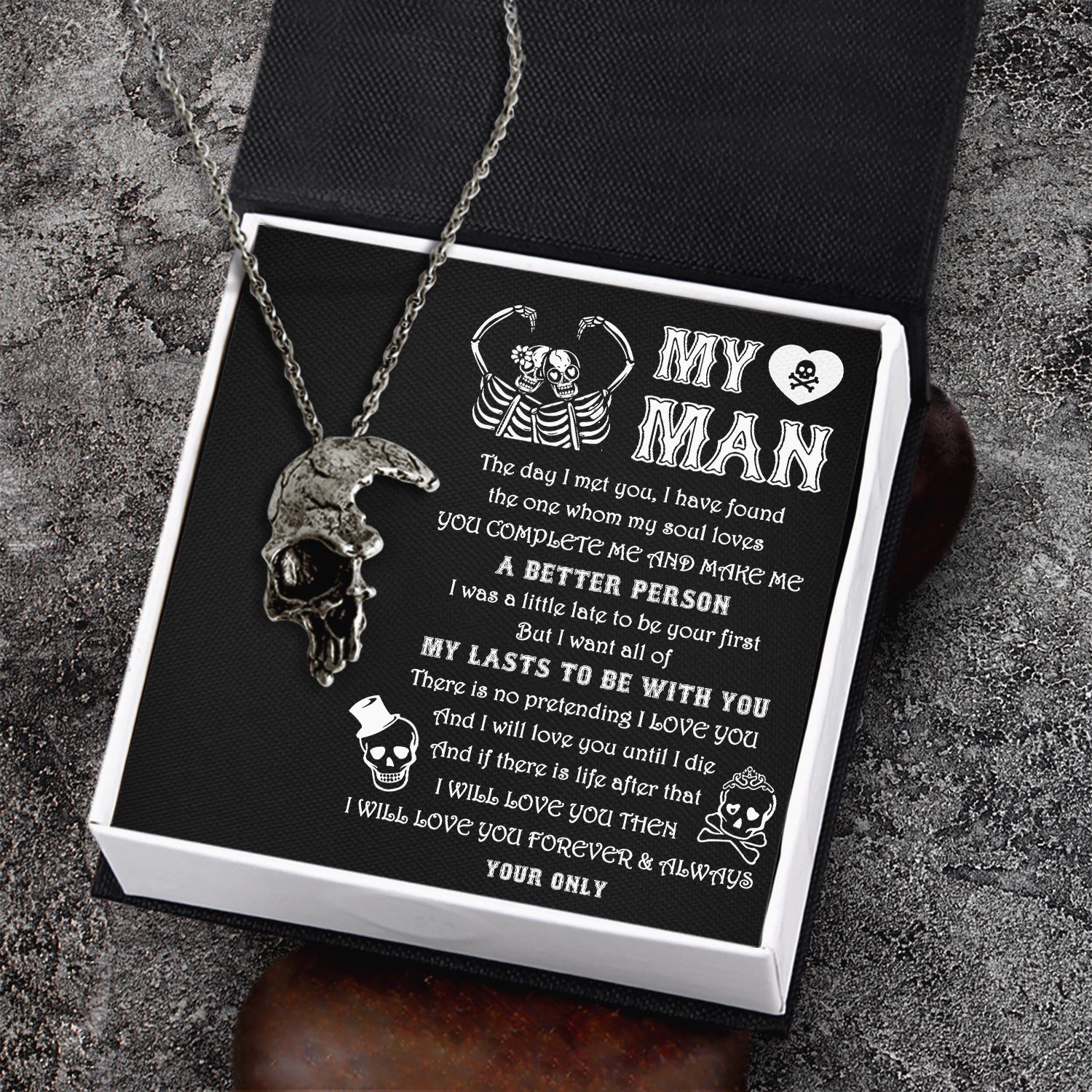 Skull Necklace - Skull - To My Man - I Love You - Ukgnag26001