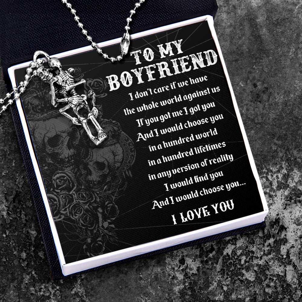 Couple Skulls Hug Necklace - Skull - To My Boyfriend - I Love You - Ukgnaj12001