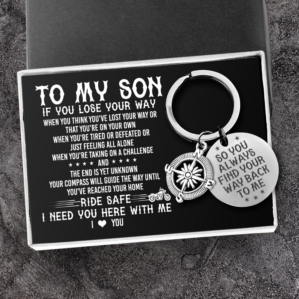Compass Keychain - Biker - To My Son - If You Lose Your Way - Ukgkw16006