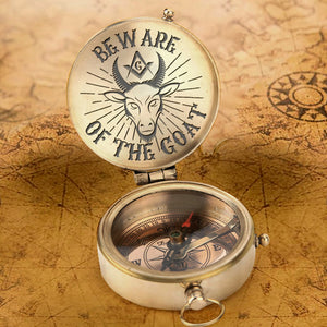 Engraved Compass - Freemason's Gift Idea - Beware Of The Goat - Ukgpb34006