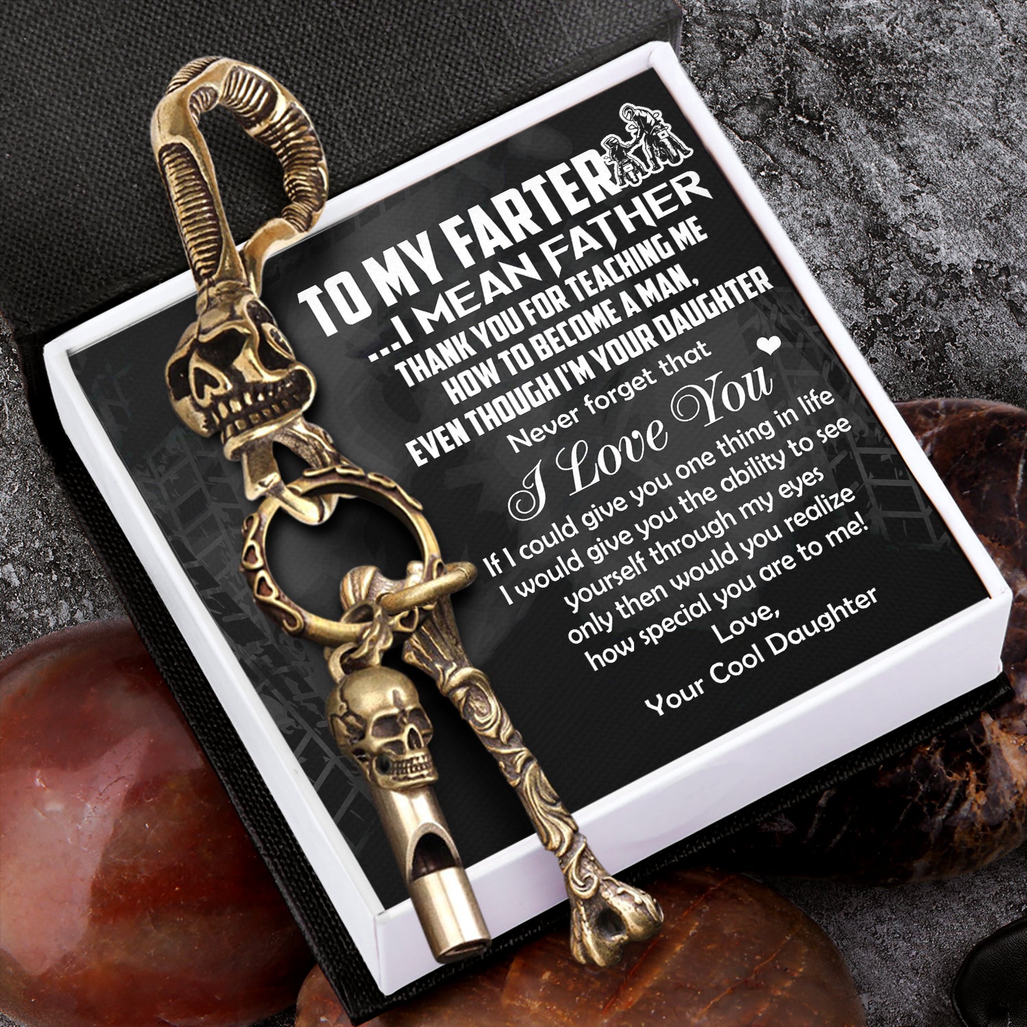 Skull Keychain Holder - To My Father - From Daughter - How Special You Are To Me - Ukgkci18005