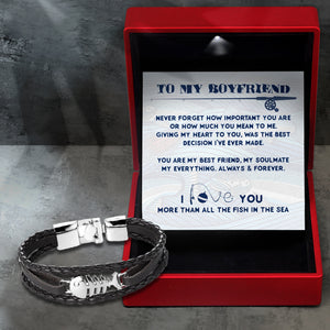 Fish Leather Bracelet - Fishing - To My Boyfriend - You Are My Best Friend - Ukgbzp12003