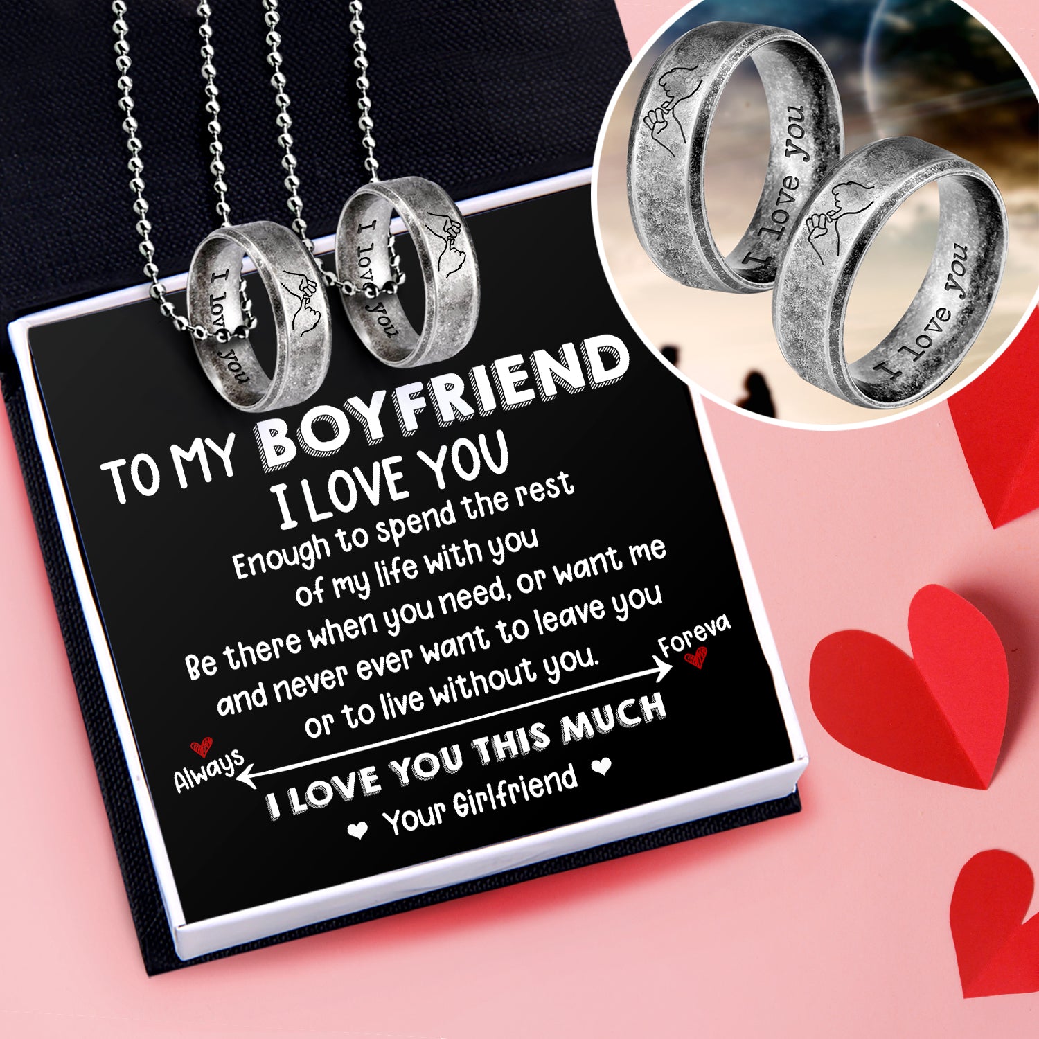 Steel Couple Necklaces - Family - To My Boyfriend - I Love You - Ukgndx12004