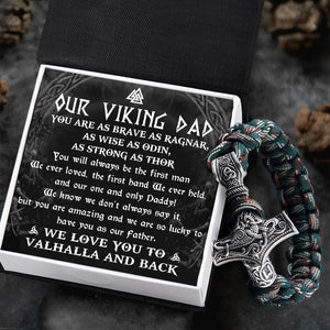 Viking Thor's Hammer Bracelet - Viking - To My Dad - I Love You To Valhalla & Back - Ukgbo18004
