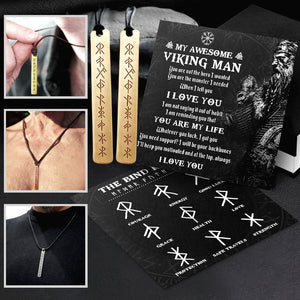 Couple Viking Rune Necklaces - To My Awesome Viking Man - You Are The Monster I Needed - Ukgncg26001 - Love My Soulmate