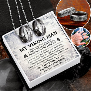 Couple Rune Ring Necklaces - Viking - My Viking Man - I Love You To Valhalla And Back - Ukgndx26004
