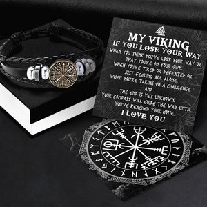 Personalised Viking Compass Bracelet - Viking - To My Viking - I Love You - Ukgbla26001