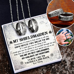 Couple Rune Ring Necklaces - My Shieldmaiden - I Love You To Valhalla And Back - Ukgndx13001