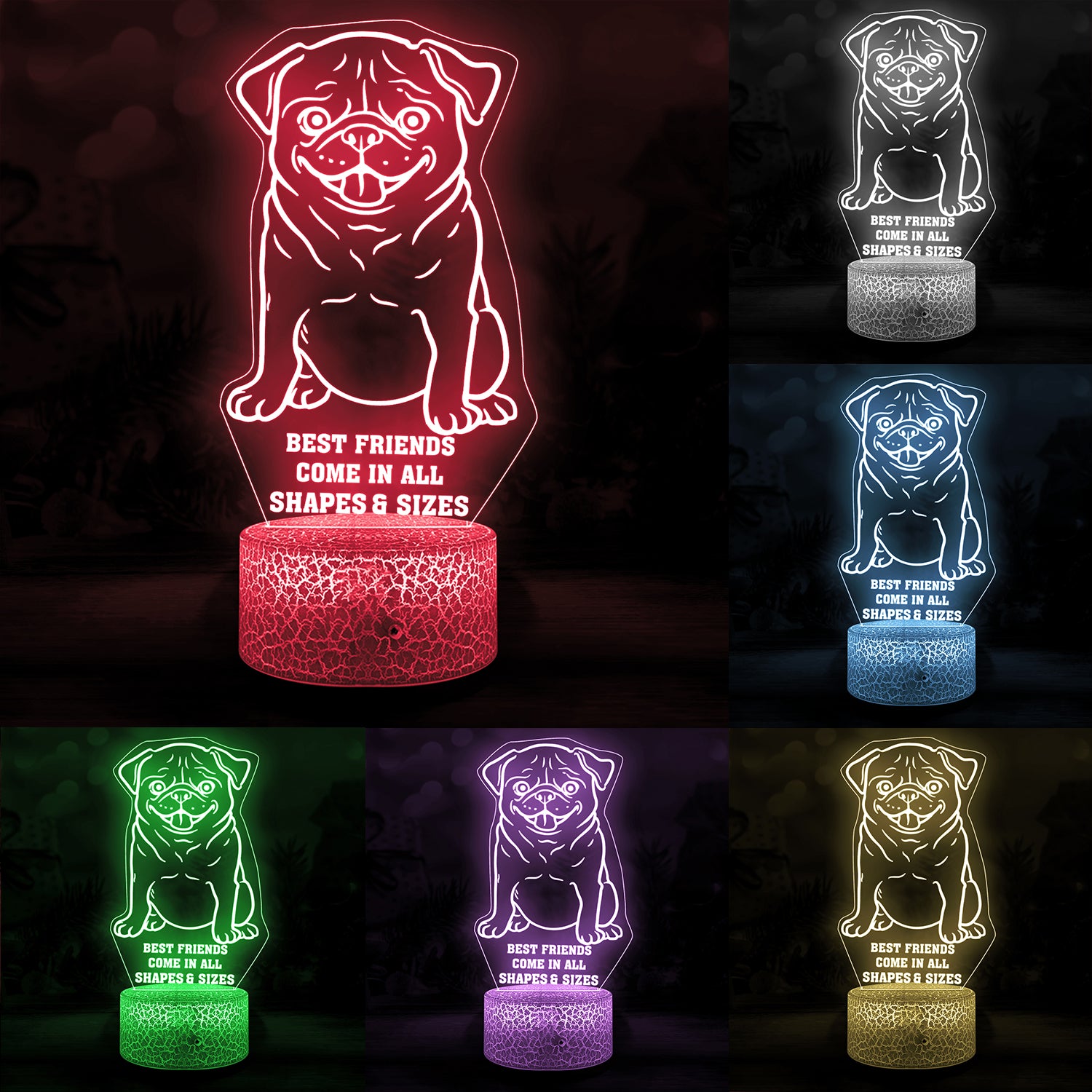 3D Led Light - Dog - Best Friends Come In All Shapes & Sizes - Ukglca34001