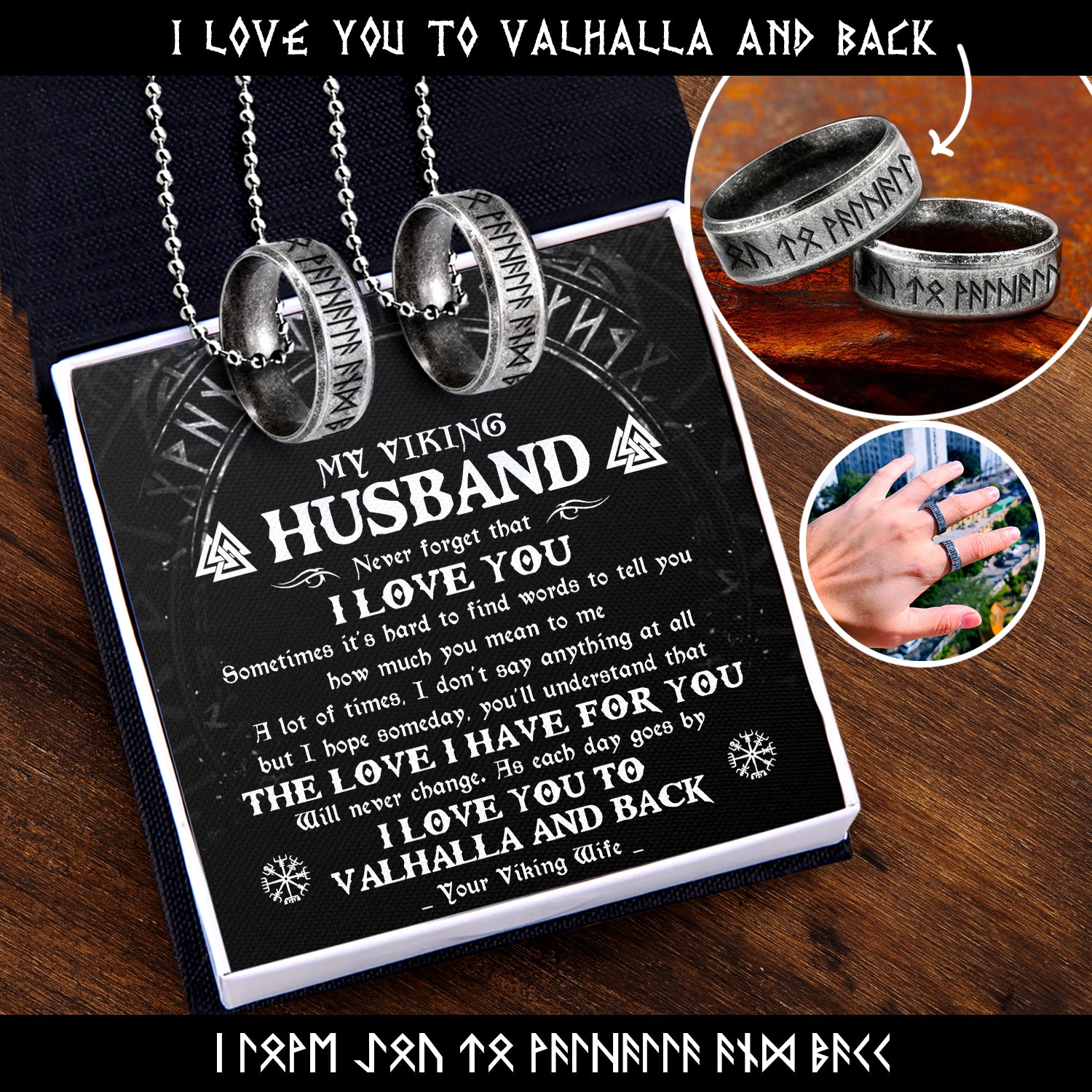 Couple Rune Ring Necklaces - Viking - To My Husband - The Love I Have For You - Ukgndx14002