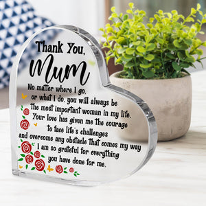 Crystal Plaque - Family - To My Mum - I Am So Grateful For Everything You Have Done For Me - Ukgznf19003