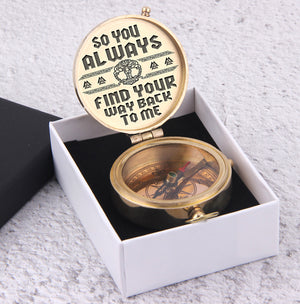 Viking Engraved Compass - My Man - So You Always Find Your Way Back To Me - Ukgpb26006 - Love My Soulmate