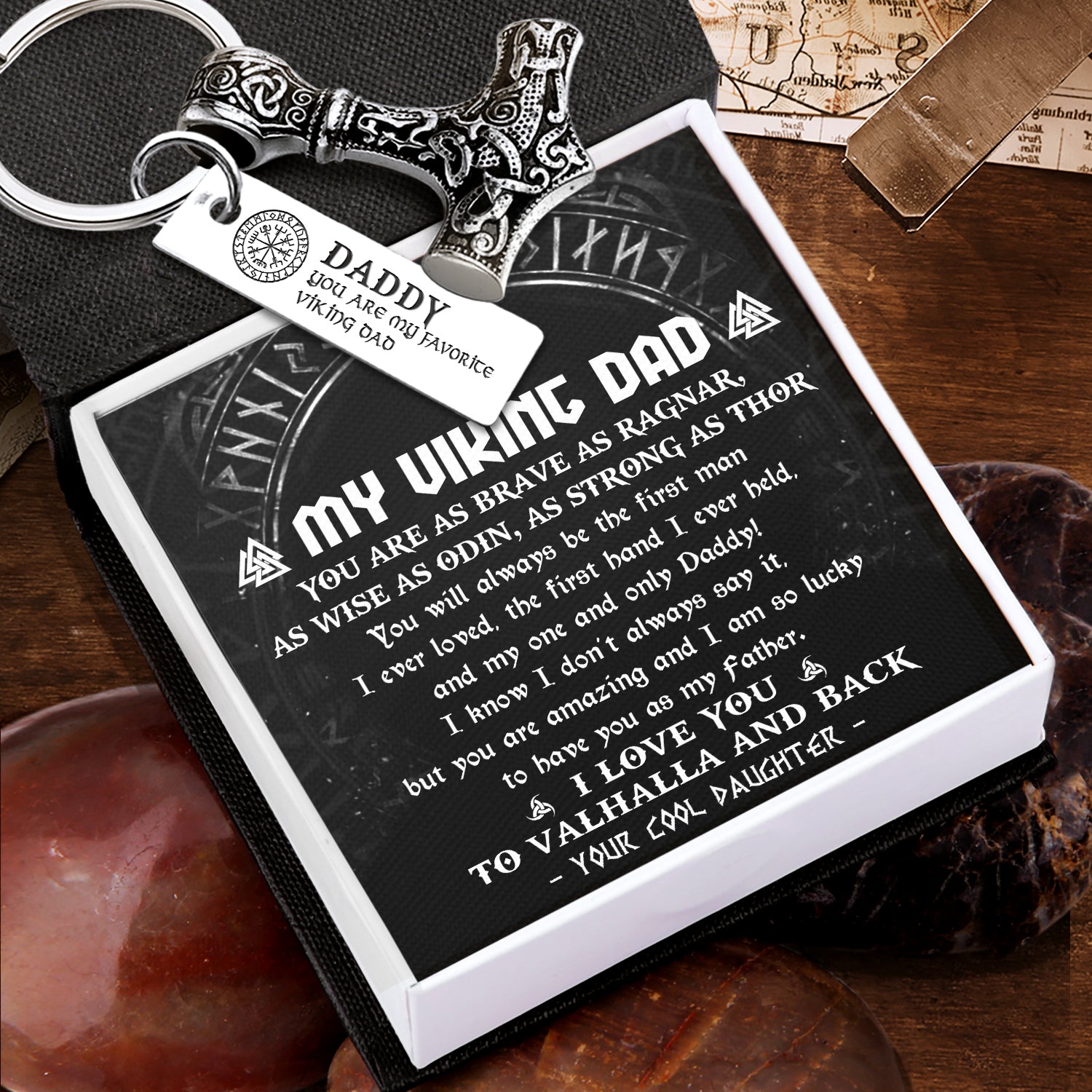 Viking Thor Keychain - Viking - To My Viking Dad - From Daughter - I Love You To Valhalla & Back - Ukgkbv18001