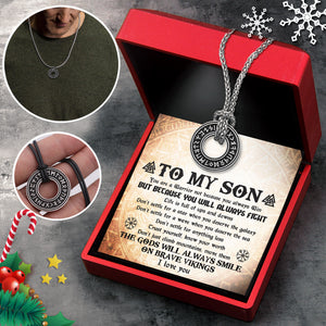 Viking Rune Necklace - Viking - To My Son - Because You Will Always Fight - Ukgndy16001