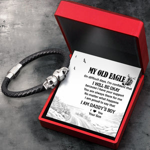 Skull Cuff Bracelet - Biker - To My Old Eagle - I Will Be Okay - Ukgbbh18015