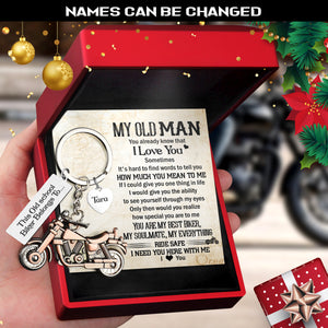 Personalised Old-School Motorcycle Keychain - Biker - To My Old Man - How Much You Mean To Me - Ukgkej26008