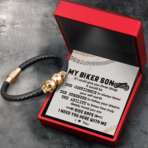 Skull Cuff Bracelet - Biker - To My Biker Son - I Need You Here With Me - Ukgbbh16013