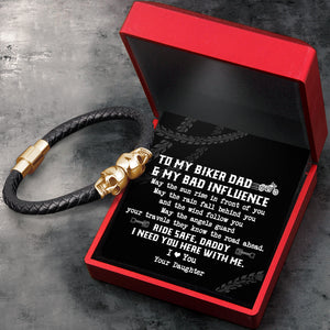 Skull Cuff Bracelet - Biker - To My Dad - The Angels Guard Your Travels They Know The Road Ahead - Ukgbbh18012
