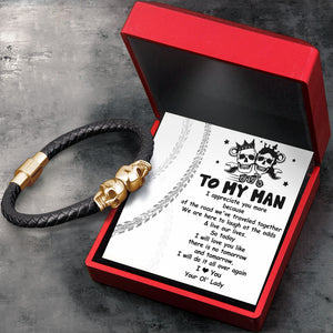 Skull Cuff Bracelet - Biker - To My Man - I Will Love You Like There Is No Tomorrow And Tomorrow - Ukgbbh26027