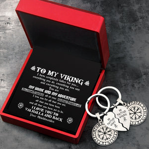 Viking Compass Couple Keychains - Viking - My Man - I Love You To Valhalla And Back - Ukgkes26004
