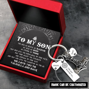 Personalized Viking Thor Keychain - Viking - To My Son - We Love You To Vahalla And Back - Ukgkbv16002