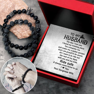King & Queen Couple Bracelets - Biker - To My Husband - My Missing Piece - Ukgbae14001