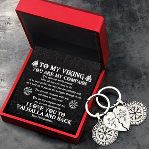 Viking Compass Couple Keychains - Viking - My Man - I Love You To Valhalla And Back - Ukgkes26005