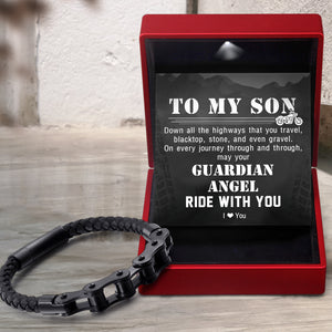 Chain Woven Leather Bracelet - Biker - To My Son - I Love You - Ukgbbp16004