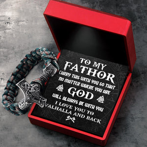 Viking Thor's Hammer Bracelet - Viking - To My Fathor - I Love You To Valhalla & Back - Ukgbo18003