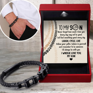 Chain Woven Leather Bracelet - Cycling - To My Son - I'll Always Be With You - Ukgbbp16001