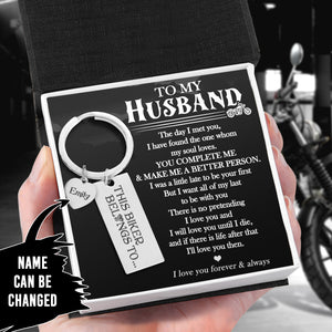 Personalised Engraved Keychain - Biker - To My Husband - This Biker Belongs To - Ukgkc14001