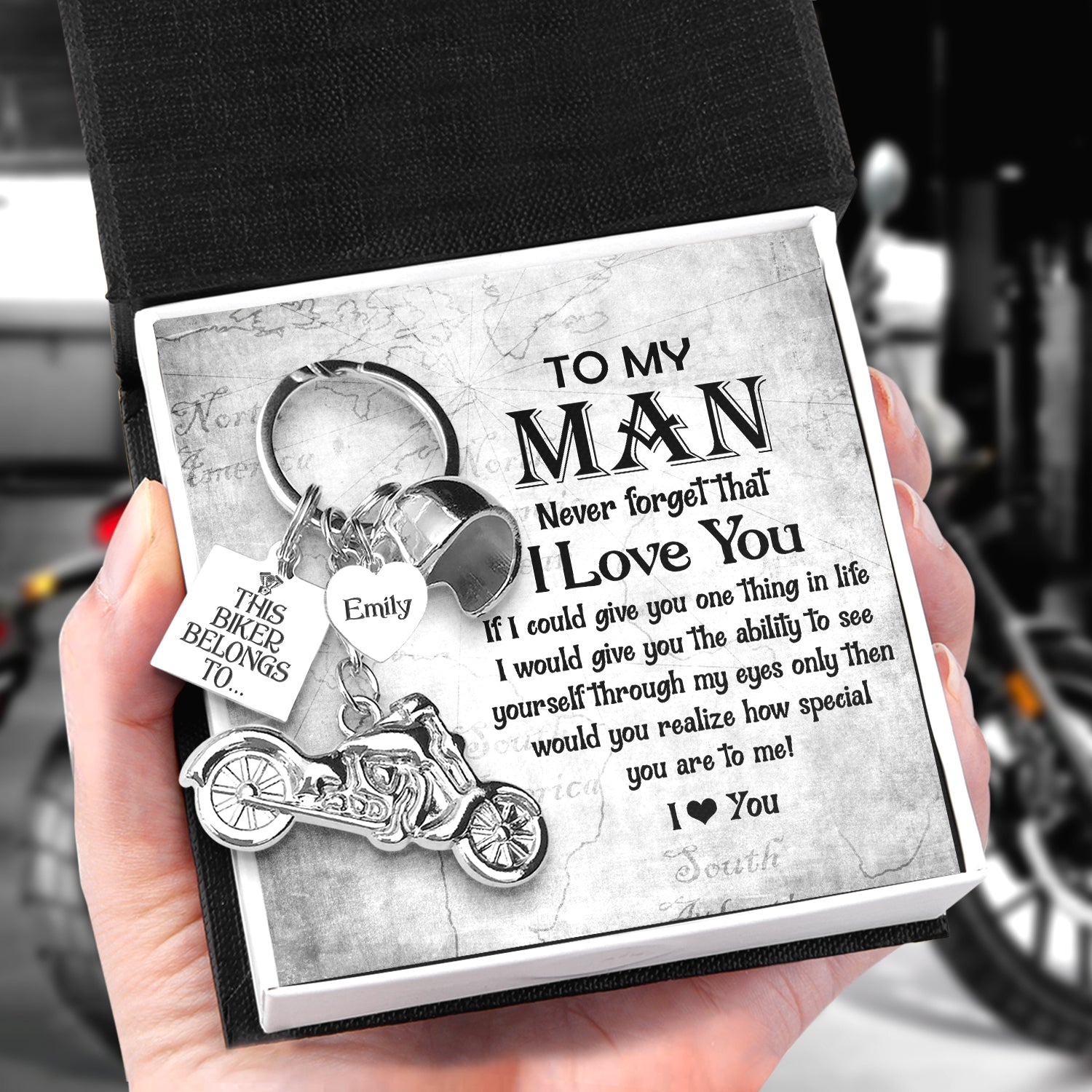 Personalised Classic Bike Keychain - Biker - To My Man - I Love You - Ukgkt26008