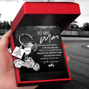 Personalised Classic Bike Keychain - Biker - To My Man - I Promise To Love You - Ukgkt26012