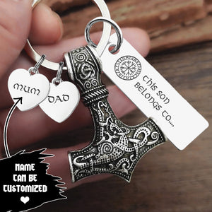 Personalized Viking Thor Keychain - Viking - To My Son - We Love You To Vahalla And Back - Ukgkbv16001