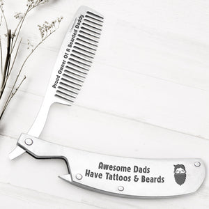 Folding Comb - Tattoo & Beard - To My Dad - I Always Need You - Ukgec18030