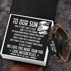 Leather Cord Bracelet - Biker - To My Son - We Love You More Than You Love Motorcycles - Ukgbr16004