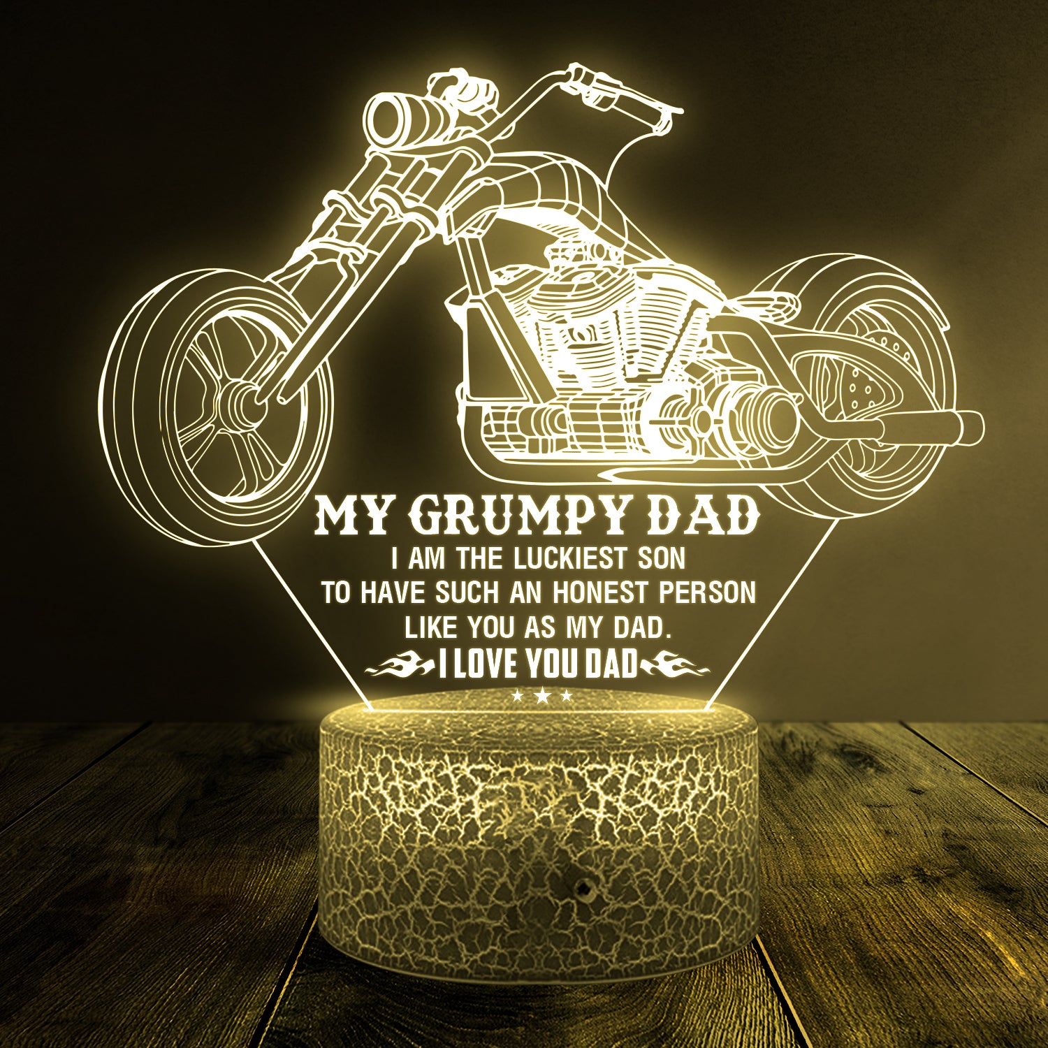 3D Led Light - Biker - My Grumpy Dad - I Am The Luckiest Son - Ukglca18006