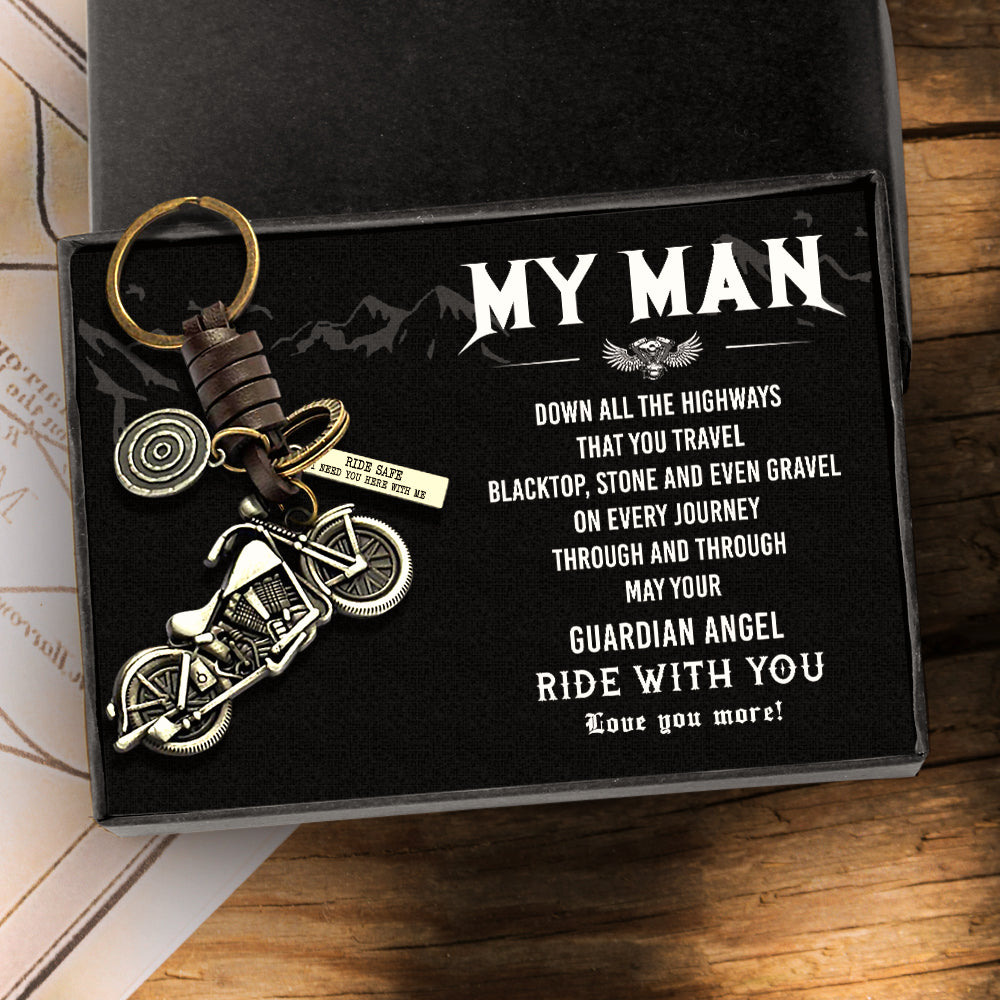 Motorcycle Keychain - To my man - Ride Safe I Need You Here With Me - Ukgkx26003 - Love My Soulmate