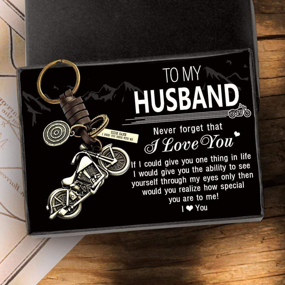 Motorcycle Keychain - To My Husband - Ride Safe I Need You Here With Me - Ukgkx14001 - Love My Soulmate