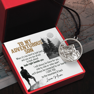 Mountain Necklace - Hiking - To My Adventurous Son - We'll Always Be Connected By Our Hearts - Ukgnnl16002