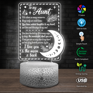3D Led Light - Family - To My Aunt - I Love You To The Moon & Back - Ukglca30006