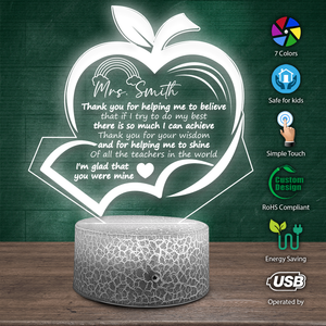 Personalised 3D Led Light - Teacher - To My Teacher - I'm Glad That You Were Mine - Ukglca31002