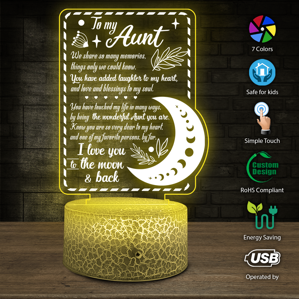 3D Led Light - Family - To My Aunt - I Love You To The Moon & Back - Ukglca30006