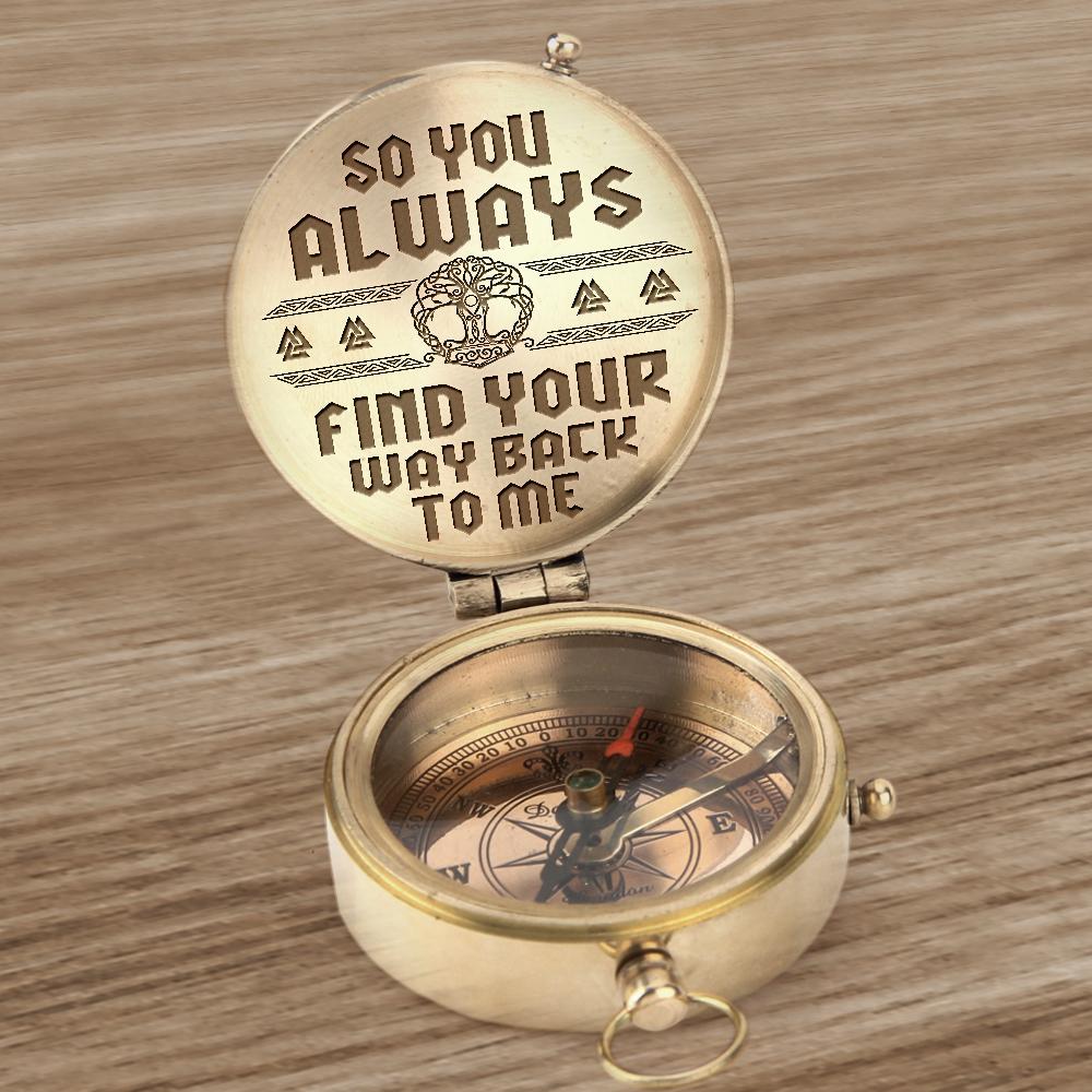 Viking Engraved Compass - My Man - So You Always Find Your Way Back To Me - Ukgpb26006 - Love My Soulmate